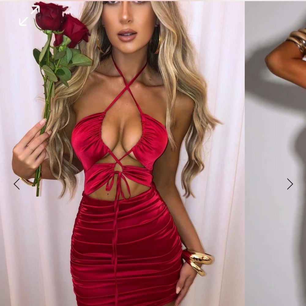 Elegant Red Halter Dress